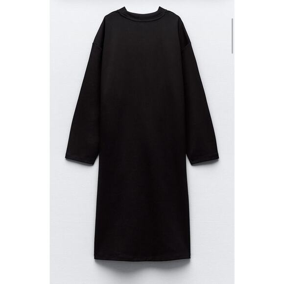 NWT-Zara-RUCHED LONG INTERLOCK JACKET-Small - Picture 3 of 7